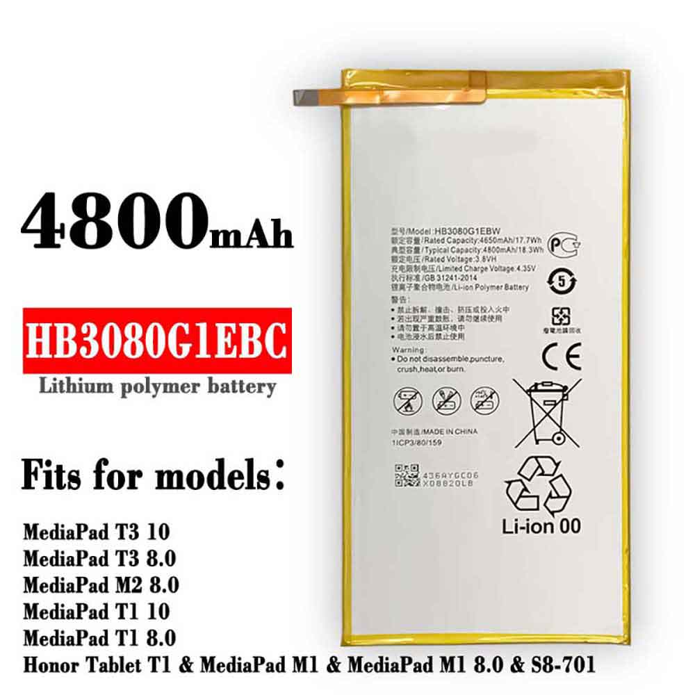 Batería para Matebook-E-PAK-AL09/huawei-HB3080G1EBC